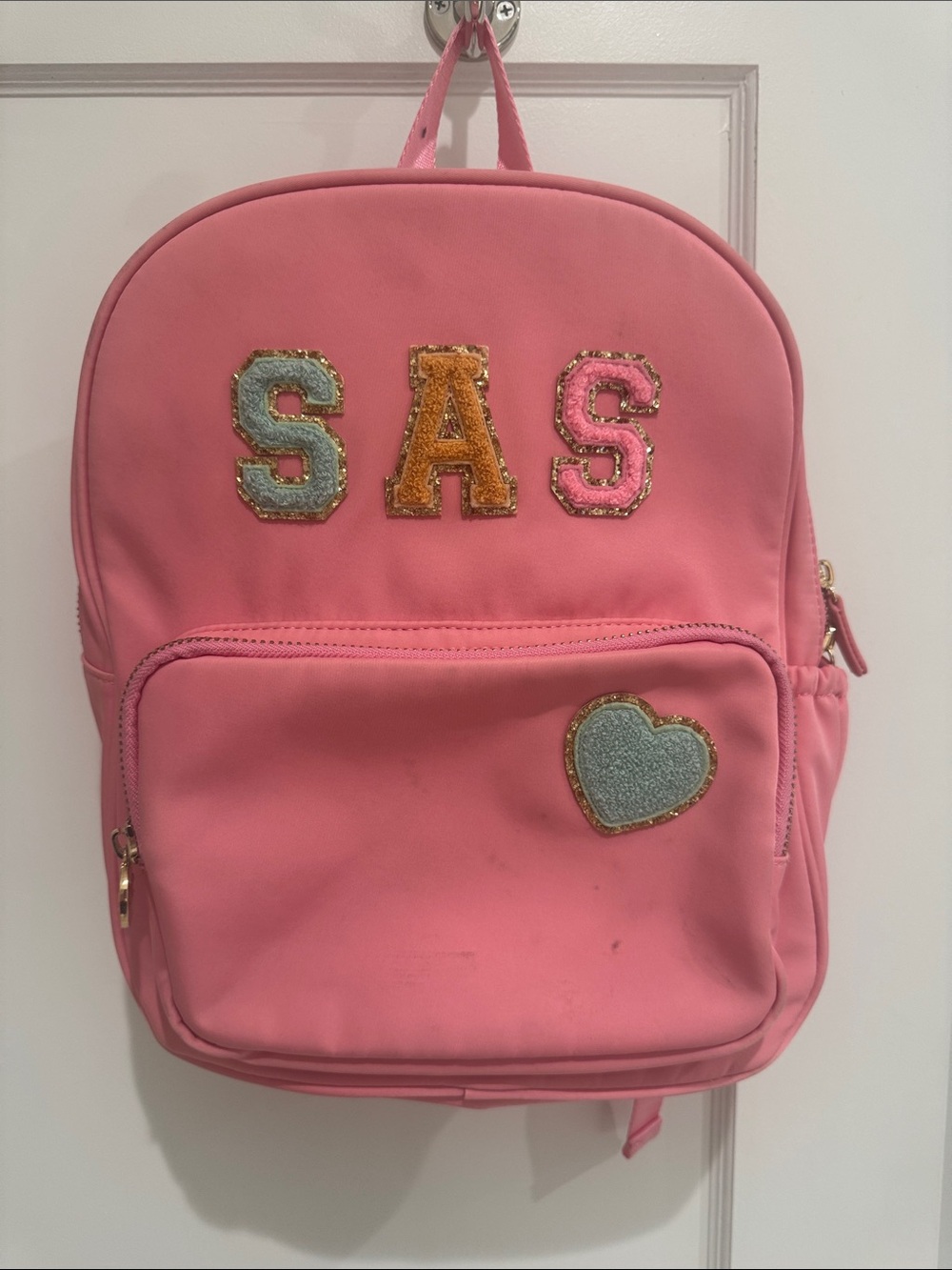 Stoney Clover Lane Pink Girls' miniBackpack with Letters SAS and Heart Appliqués
